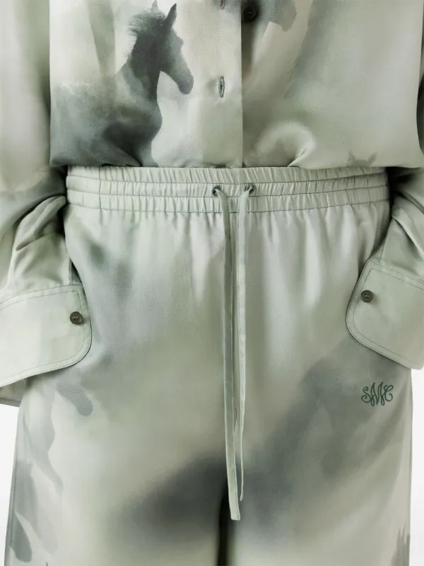 stella mccartney(ステラマッカートニー)horse pants Stella McCartney horse-print Palazzo Trousers | Green | FARFETCH