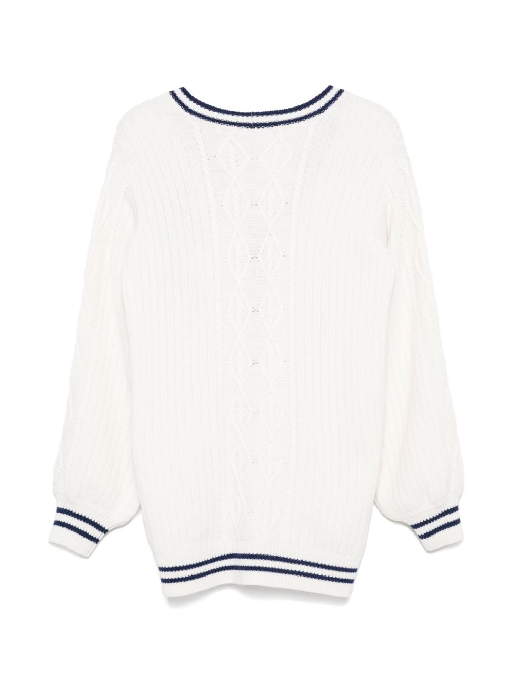 Shop Elisabetta Franchi La Mia Bambina Intarsia-knit Logo Cardigan In White