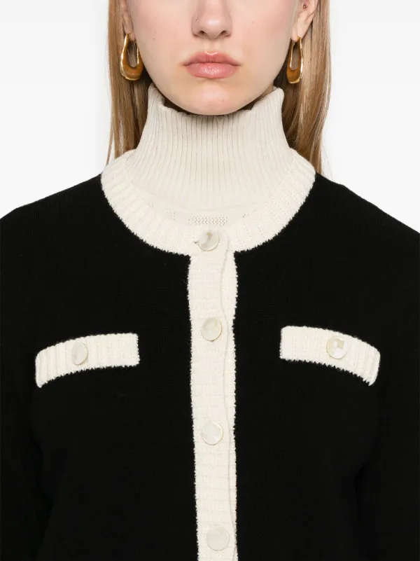 Tory Burch Kendra Chunky Wool Cardigan | Black | FARFETCH