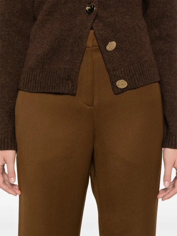 Tory Burch Wool Twill Trousers | Brown | FARFETCH