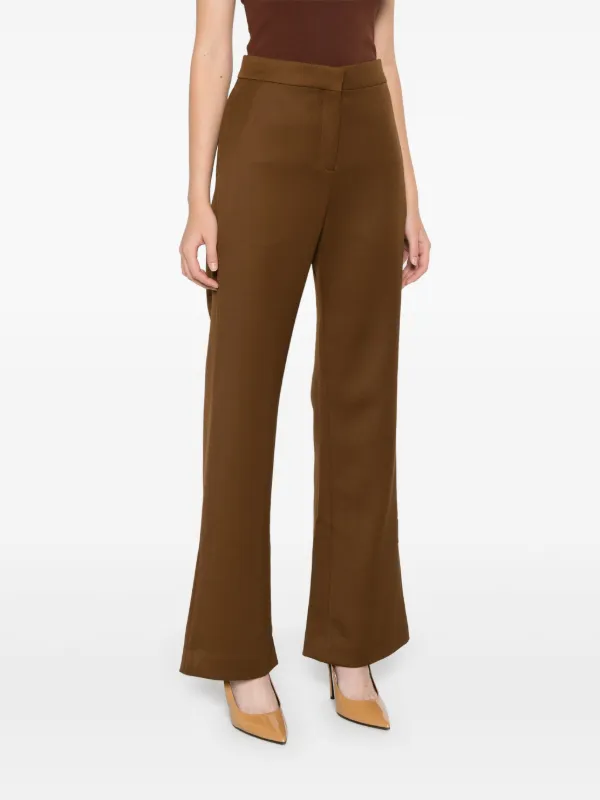 Tory Burch Wool Twill Trousers | Brown | FARFETCH JO