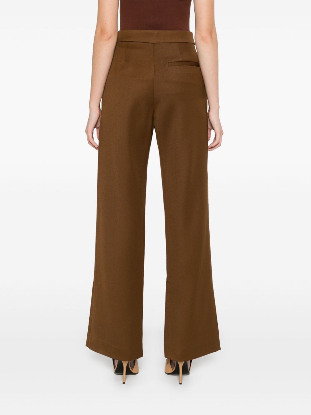 Shop Tory Burch Wool Twill Trousers In Brown