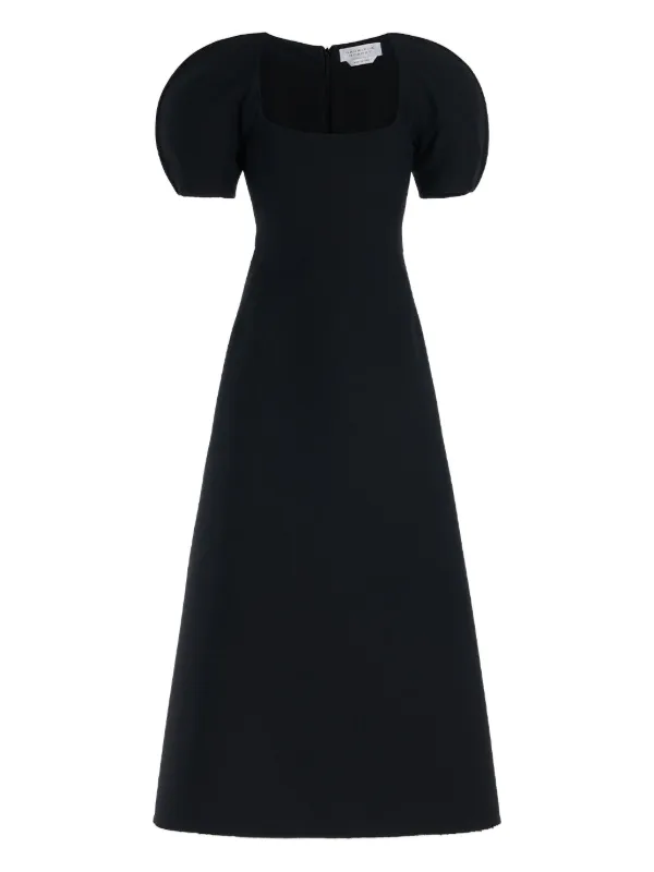Gabriela Hearst Niahm Puff-sleeve Square-neck Midi Dress in Black