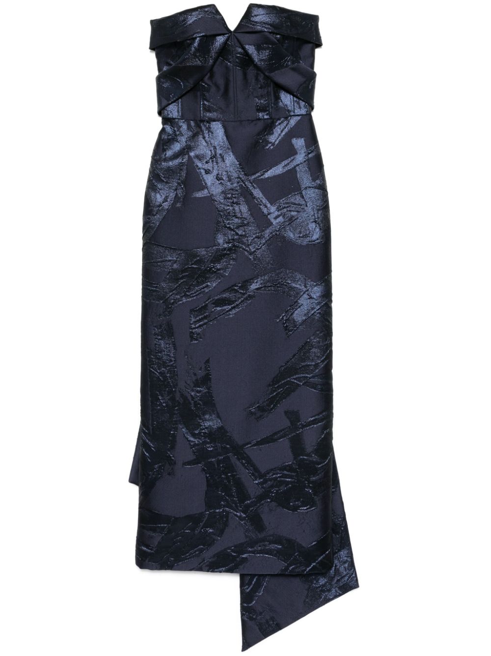 Amsale jacquard strapless dress - Blue