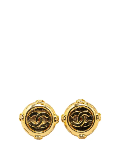 CHANEL Pre-Owned 1970-1980 Gold Plated CC Clip On costume earrings