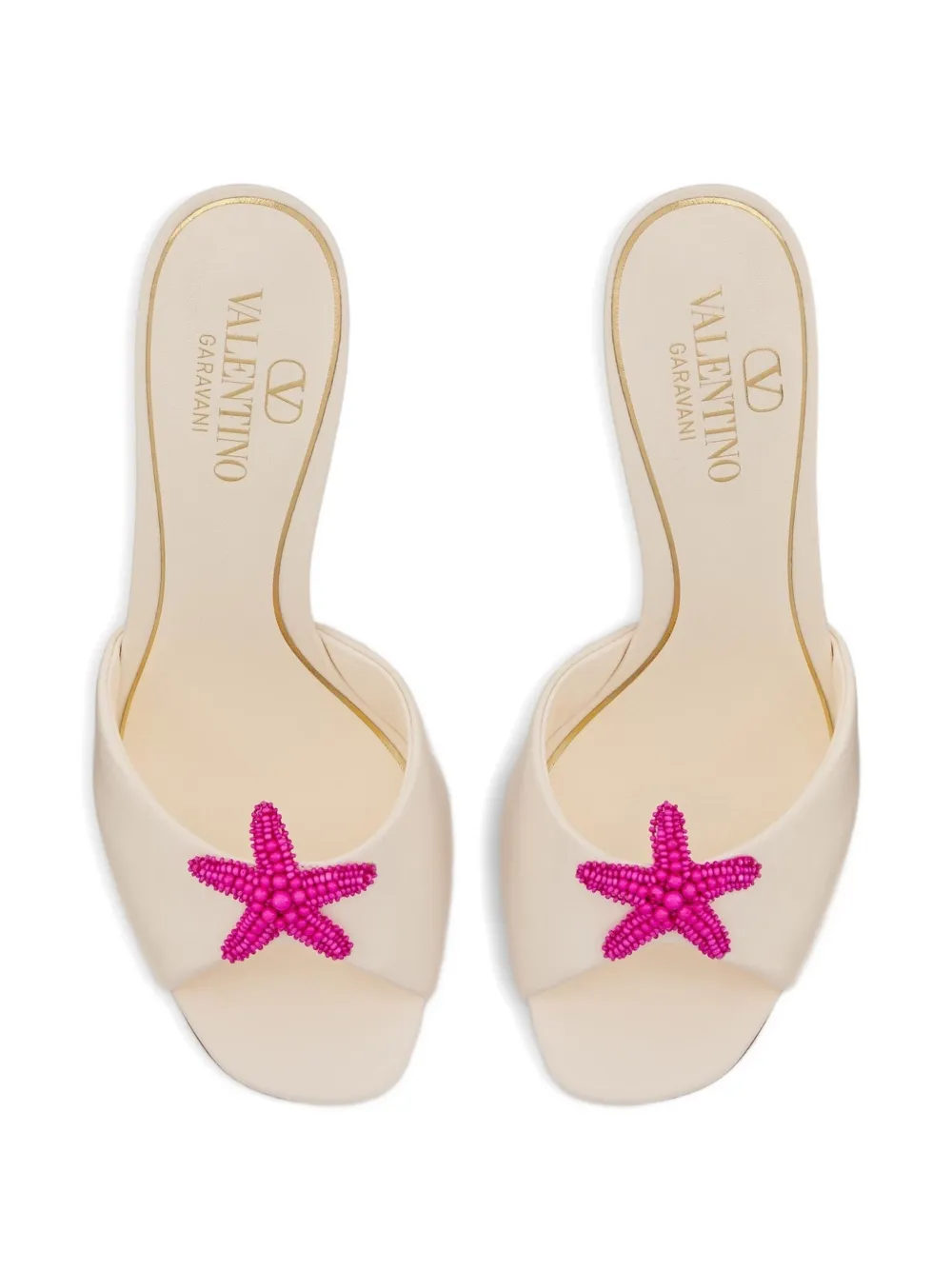 Valentino Garavani 90mm starfish-embellished leather sandals Neutrals