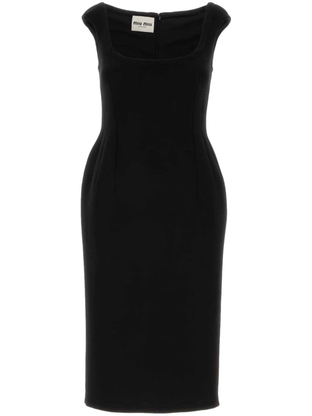 Shop Miu Miu Virgin Wool Midi Dress In Schwarz