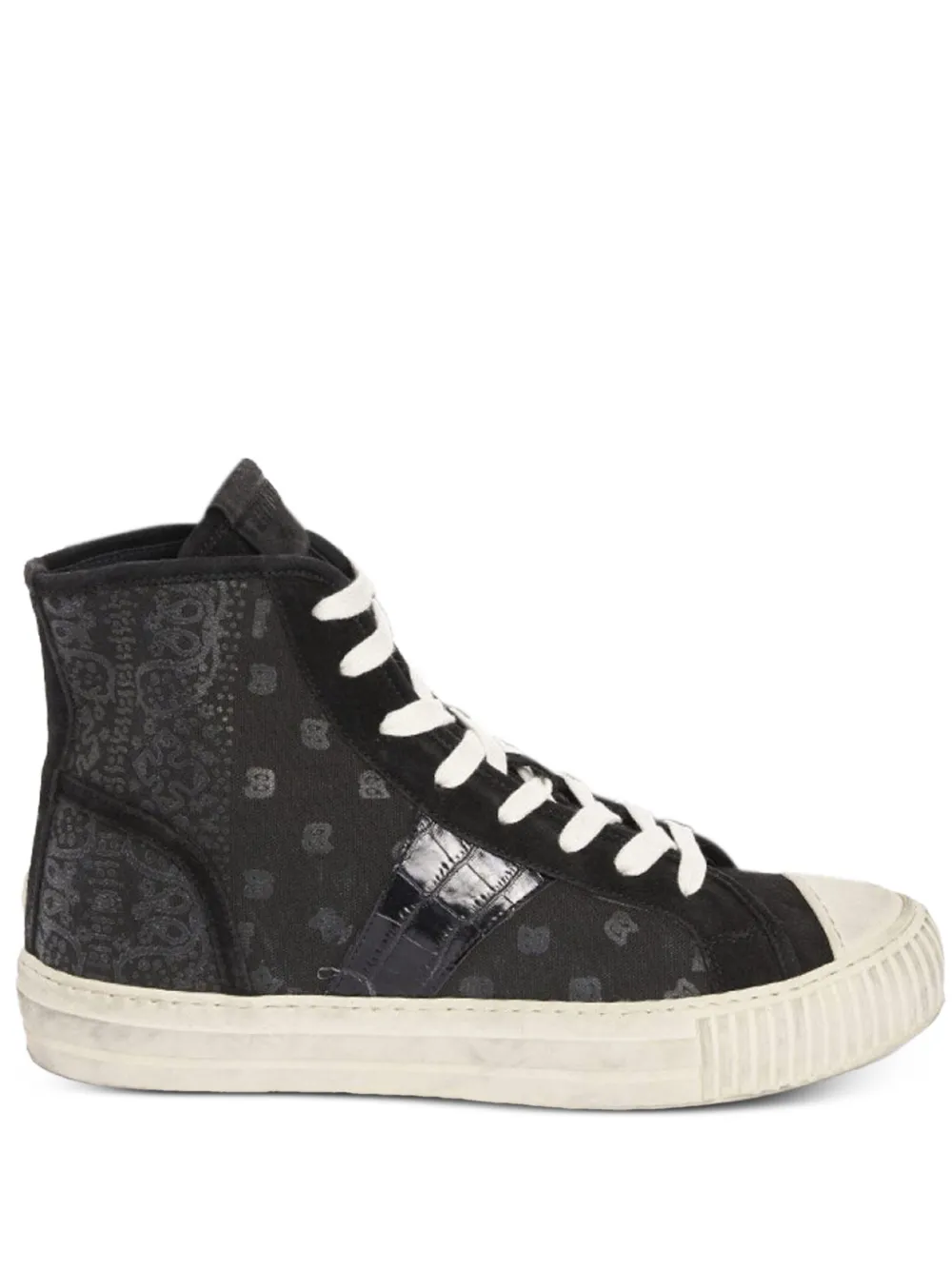 RHUDE paisley-print crocodile-trimmed sneakers Black