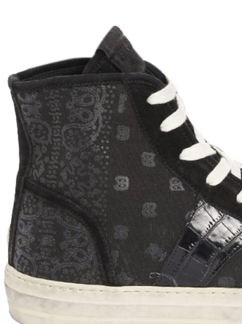 RHUDE paisley-print crocodile-trimmed sneakers Black