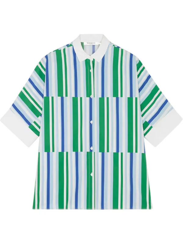 MAISON KITSUNÉ Blue Blueストライプ ボタンダウンシャツ JP EXCLUSIVE