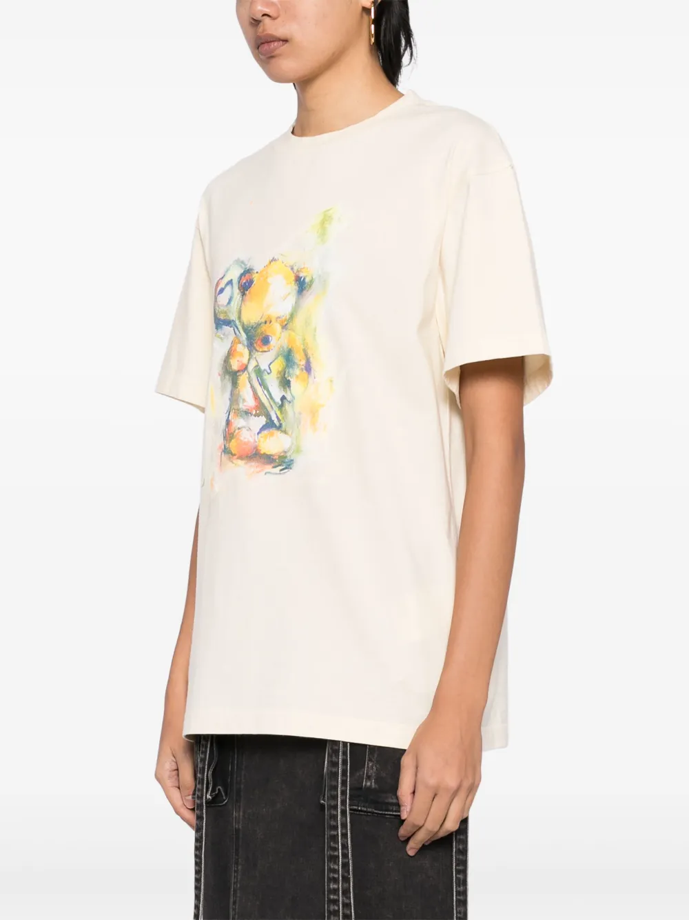 We11done T-shirt met teddybeerprint Beige