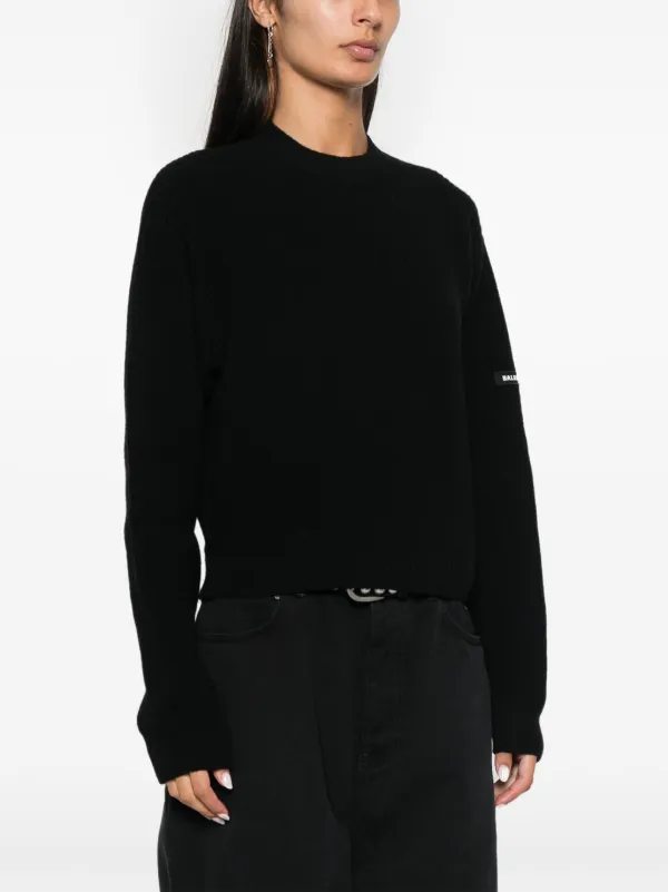 Balenciaga Patch Cropped Sweater | Black | FARFETCH
