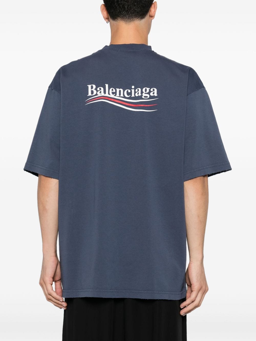 Shop Balenciaga Logo-print T-shirt In Blue