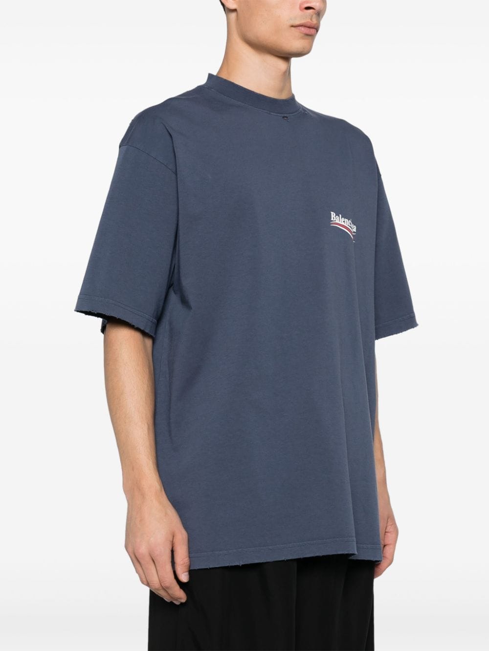 Shop Balenciaga Logo-print T-shirt In Blue