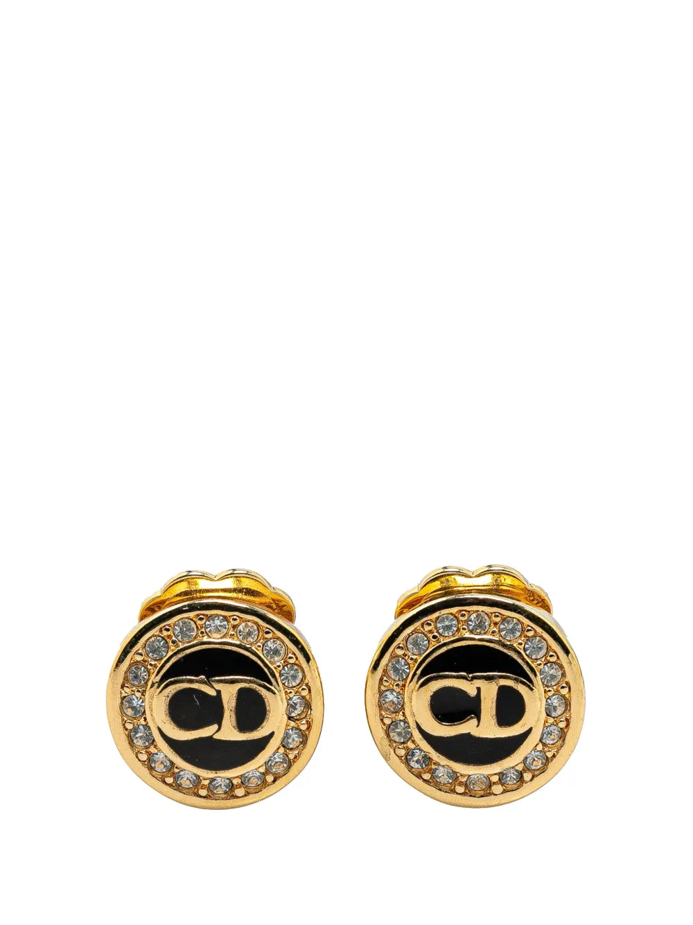Christian Dior Pre-Owned 20th Century Gold Plated Rhinestone CD Logo Clip-On costume earrings