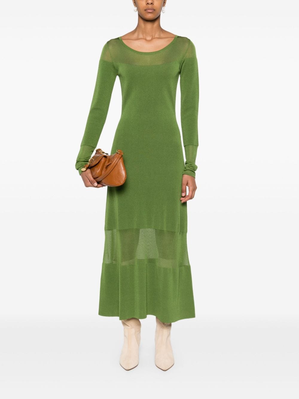 Patrizia Pepe semi-sheer panel midi dress - Groen