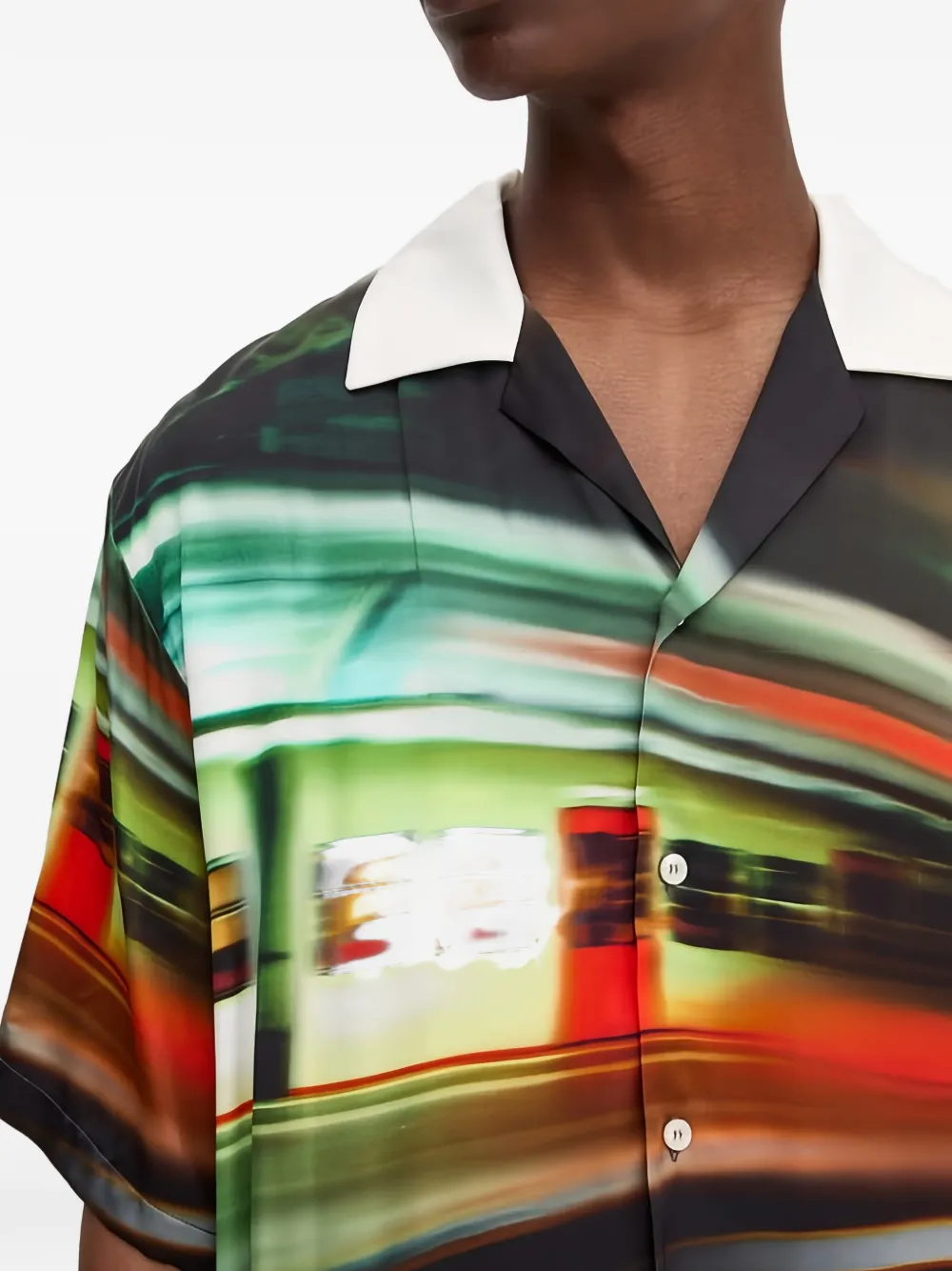 MSGM Overhemd met contrasterende kraag en grafische print Zwart