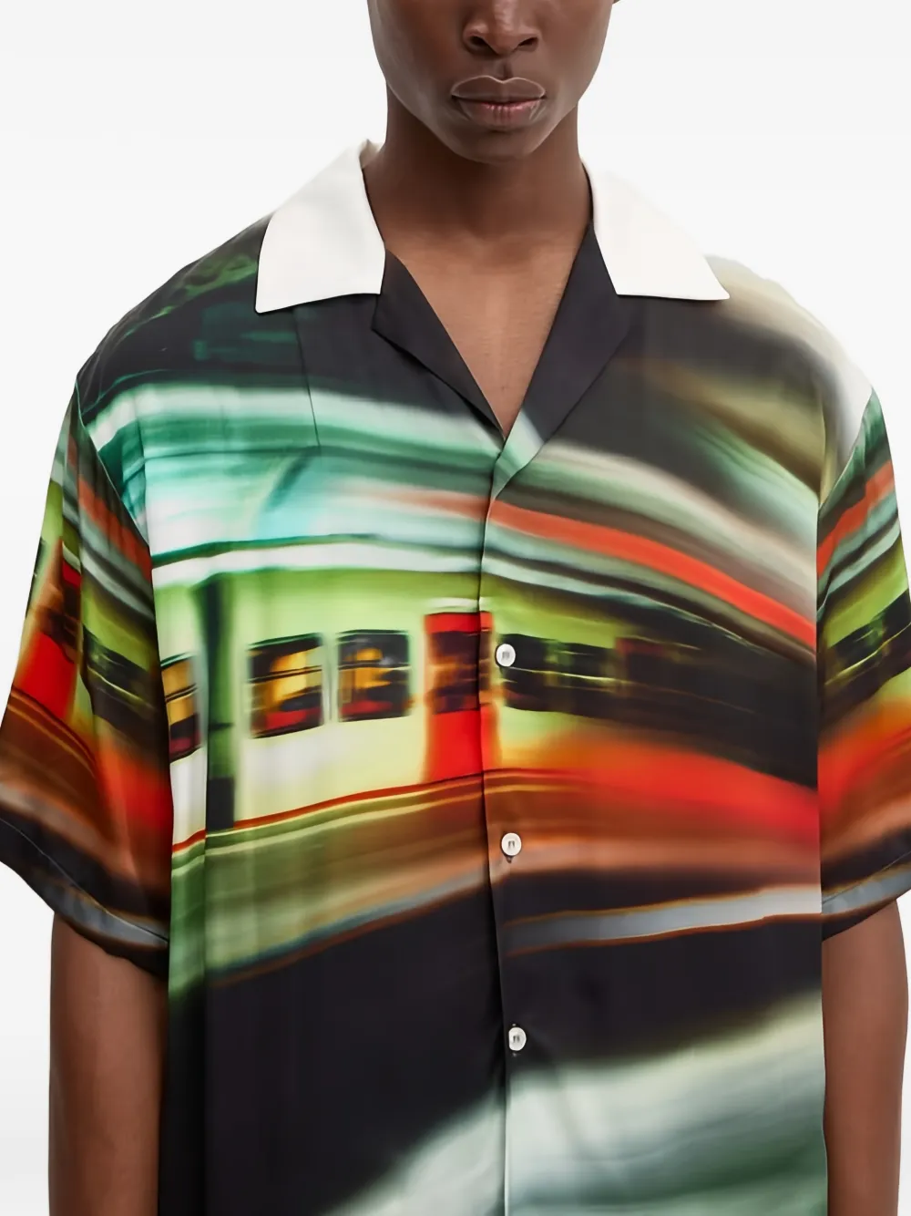 MSGM Overhemd met contrasterende kraag en grafische print Zwart