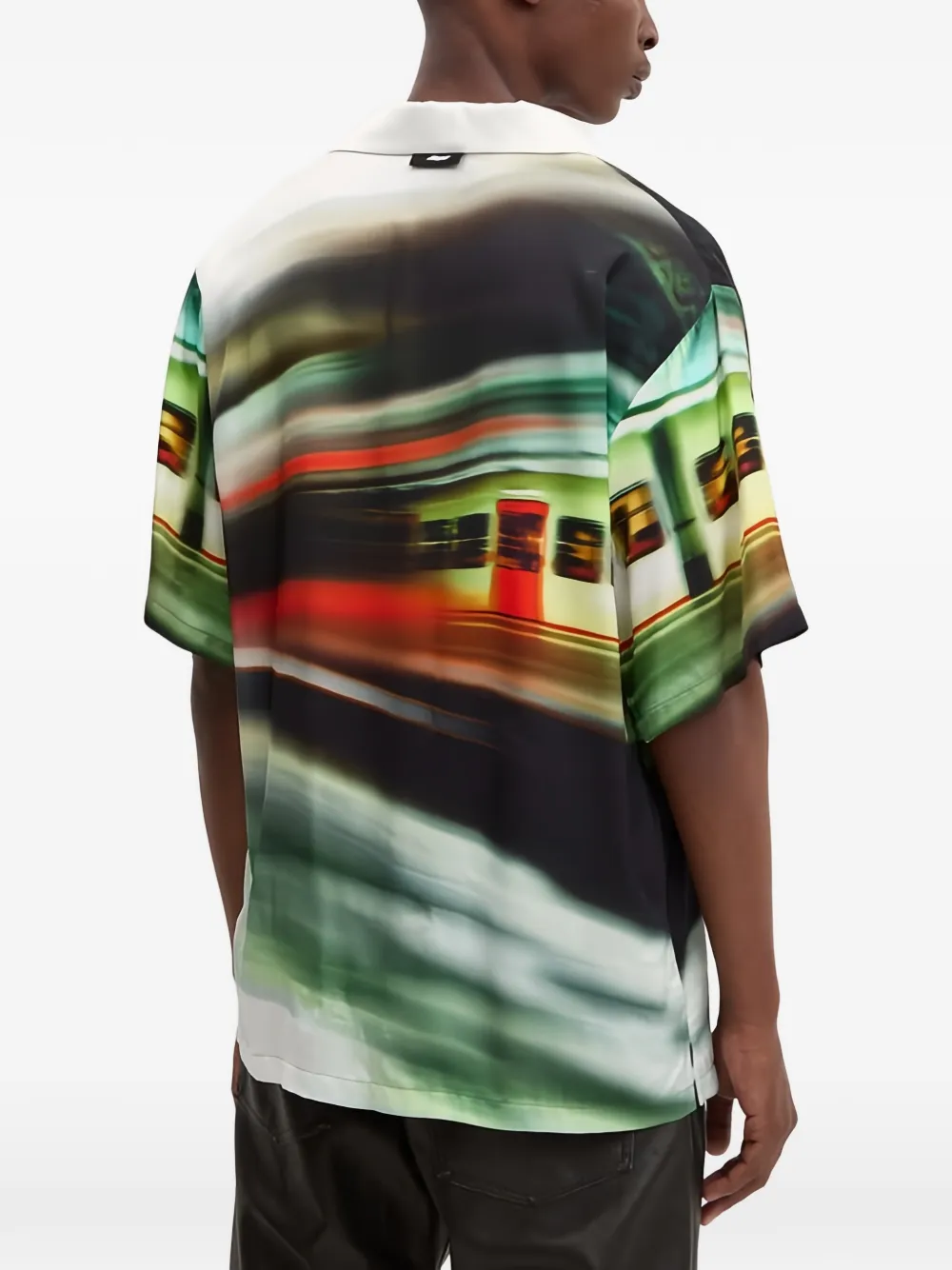 MSGM Overhemd met contrasterende kraag en grafische print Zwart
