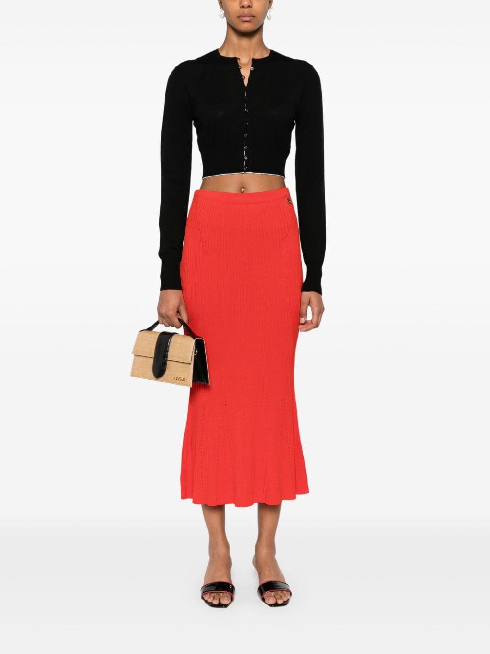 Patrizia Pepe ribbed midi skirt - Rood