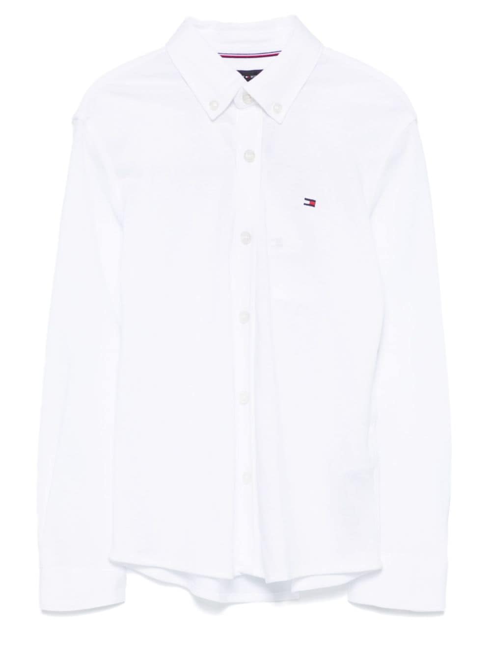 Shop Tommy Hilfiger Junior Piqué-weave Shirt In White