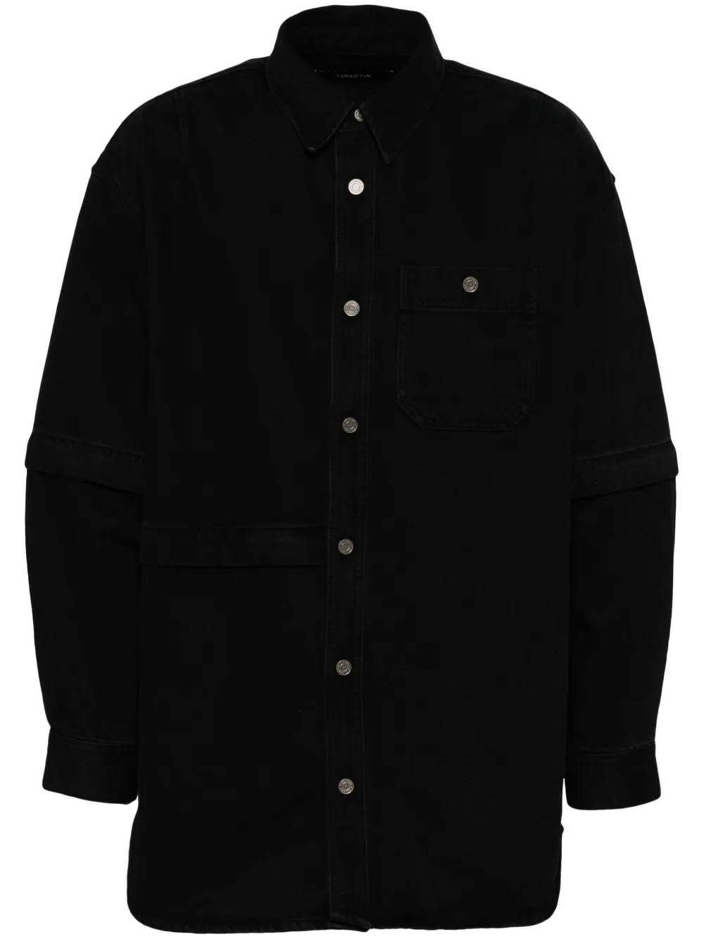 asymmetric detachable denim shirt