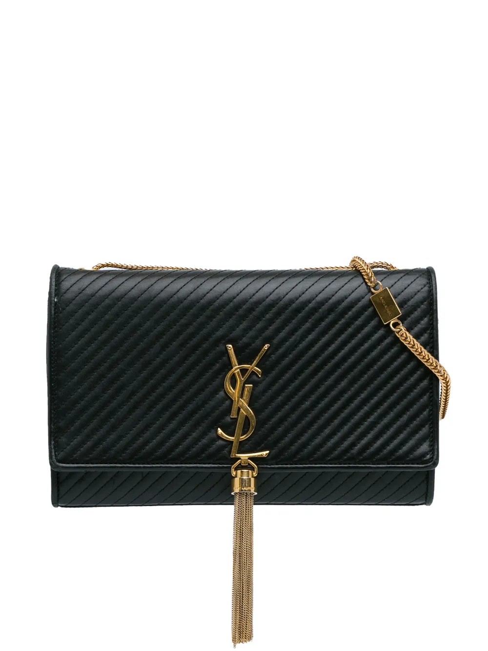 Saint Laurent Pre-Owned 2019 Medium Diagonal Quilt Kate Tassel crossbody bag – Black