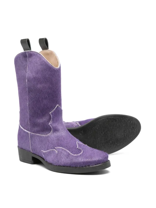 Florens Fur Cowboy Boots Purple FARFETCH