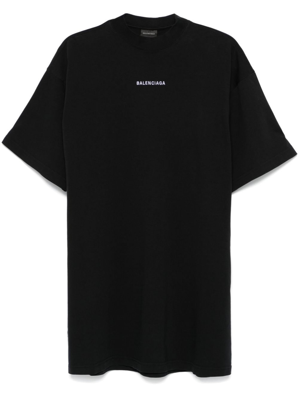 Shop Balenciaga Embroidered-logo Mini Dress In Black