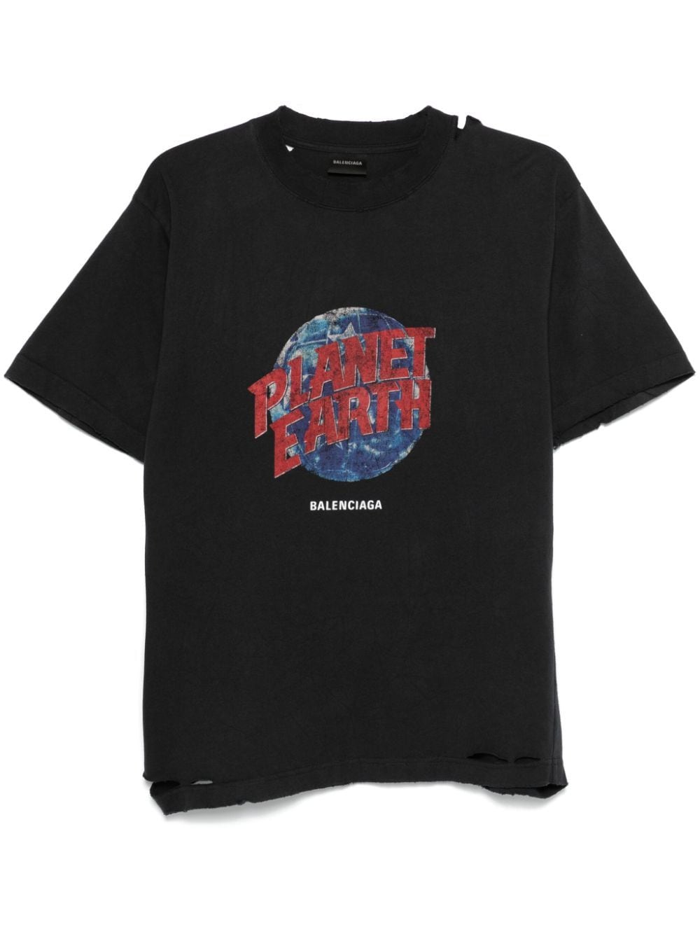 Shop Balenciaga Planet Earth T-shirt In Black