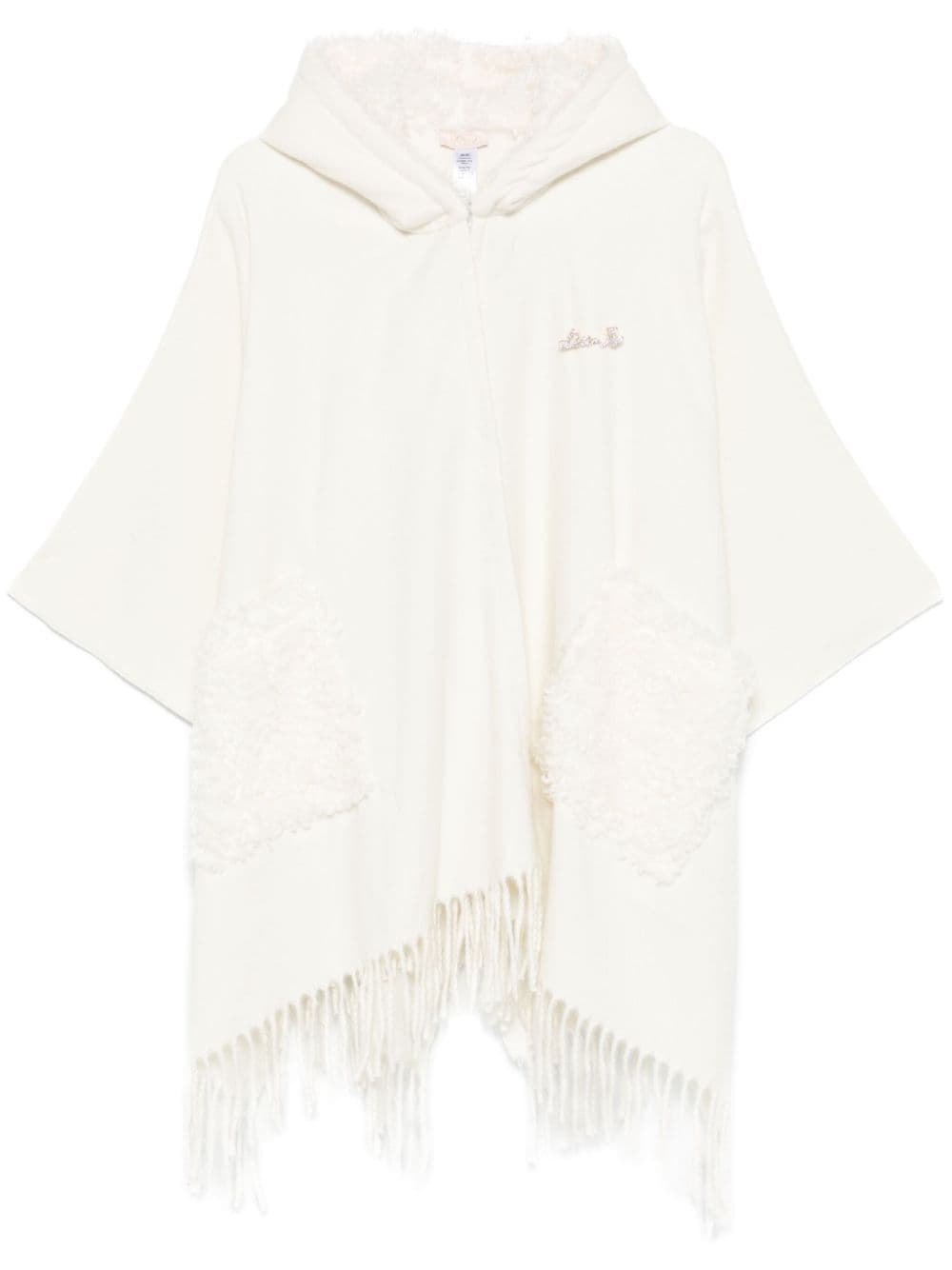 Shop Liu •jo Fringed Poncho In White