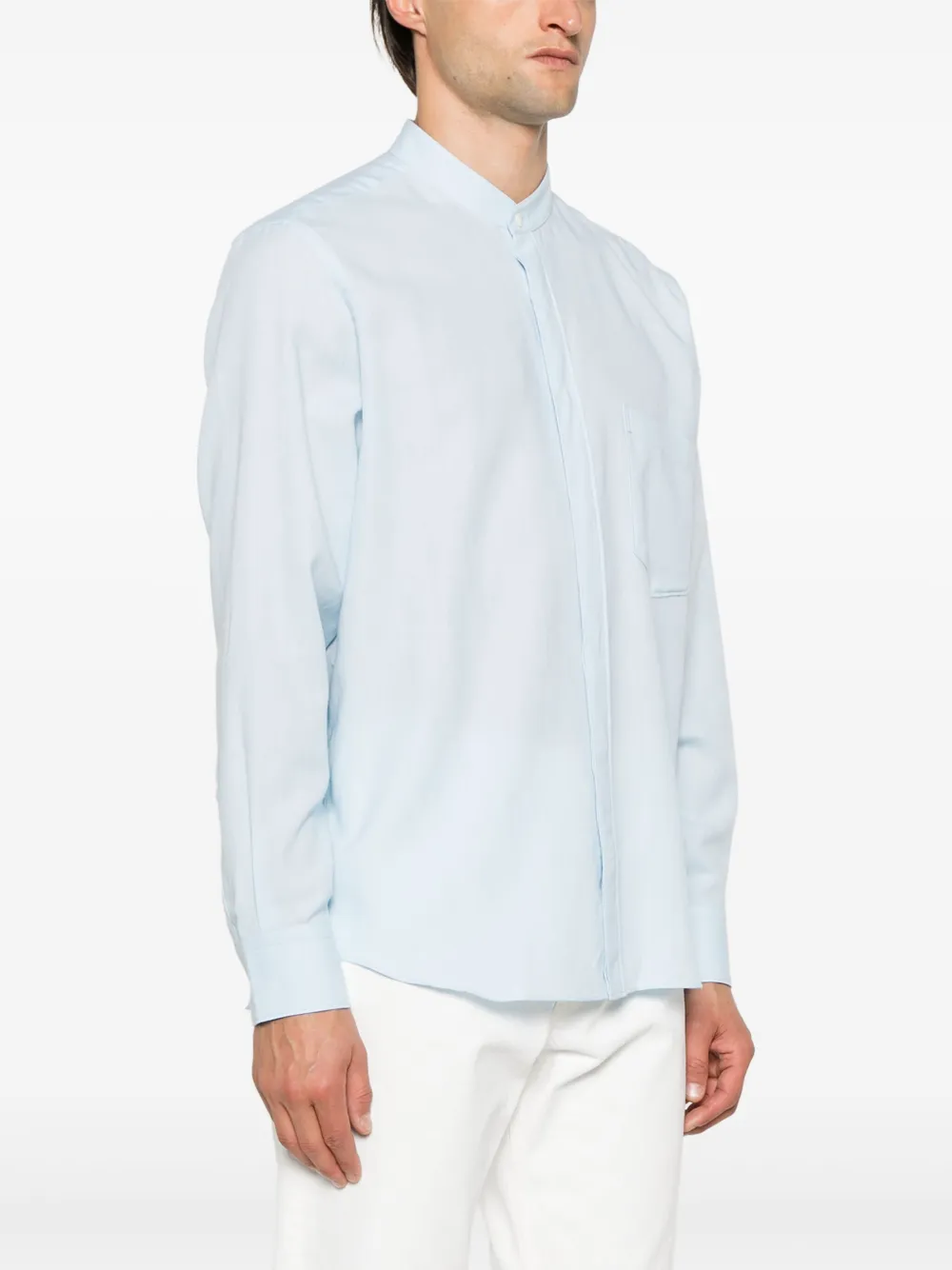 Zegna Overhemd met bandkraag Blauw