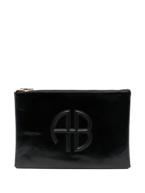 ANINE BING logo-patch clutch bag