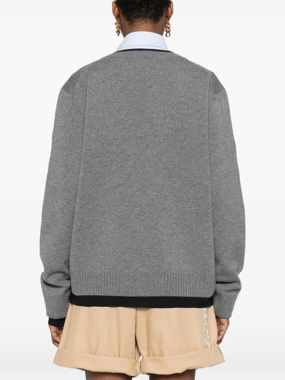 Shop Miu Miu V-neck Sweater In Grey