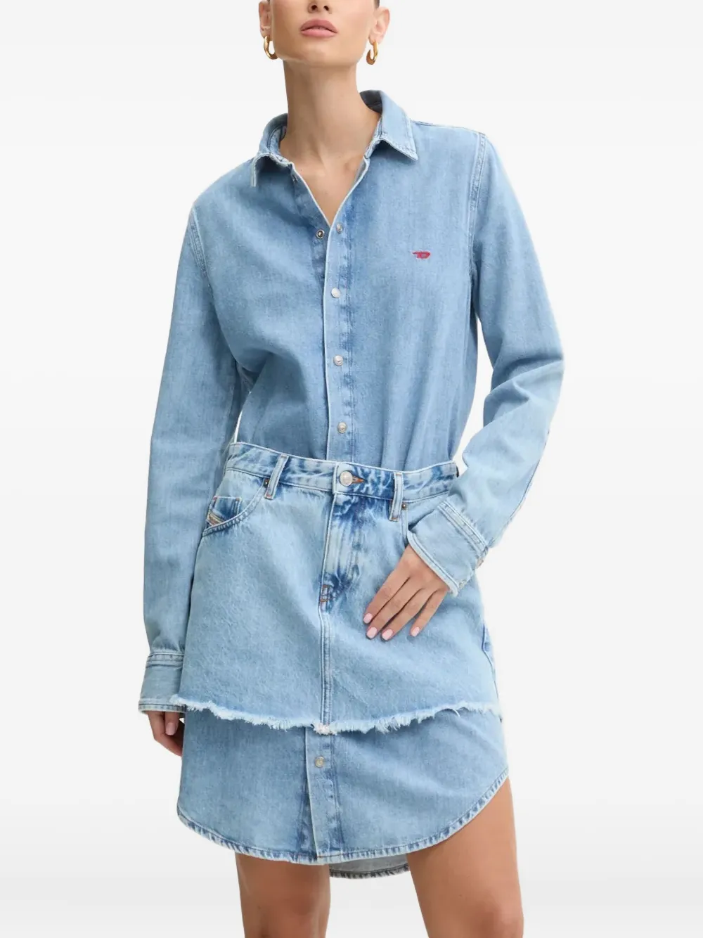 Diesel buttoned long-sleeve mini dress - Blue