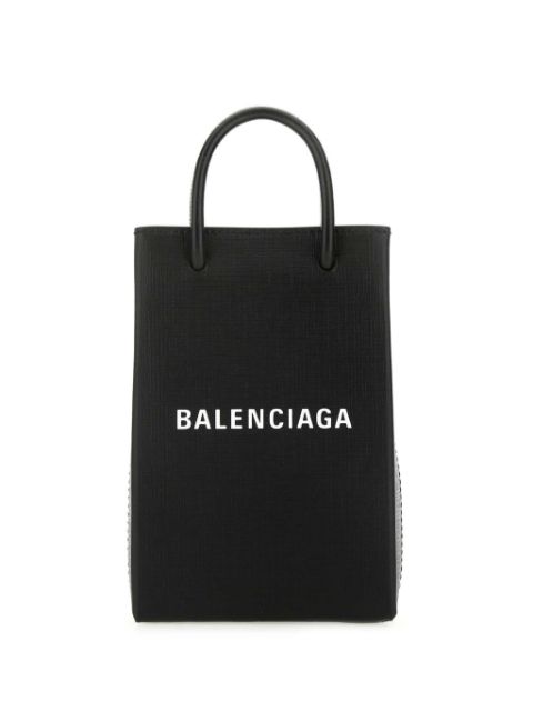 Balenciaga logo-print leather phone case Women