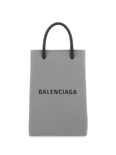 Balenciaga logo-print leather phone case Women