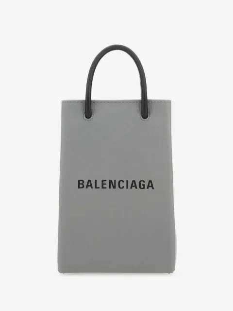 Balenciaga logo-print leather phone case