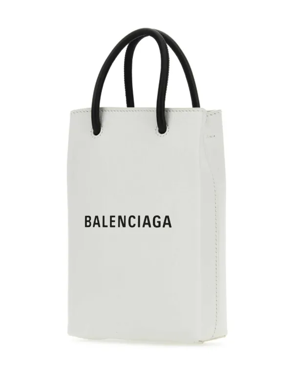 Balenciaga Printed Leather Phone Holder | White | FARFETCH