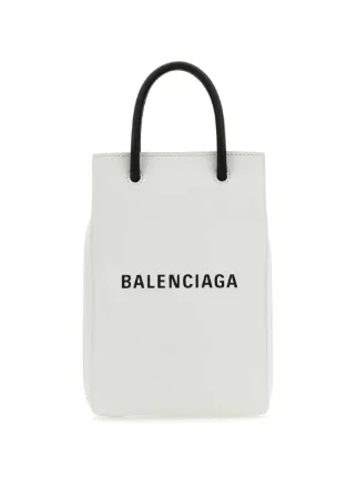 ショルダーバッグ・ポシェット BALENCIAGA Phone Holder - Balenciaga - Leather - White Balenciaga Printed Leather Phone Holder | White | FARFETCH