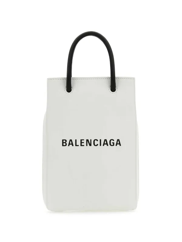 Balenciaga Printed Leather Phone Holder | White | FARFETCH