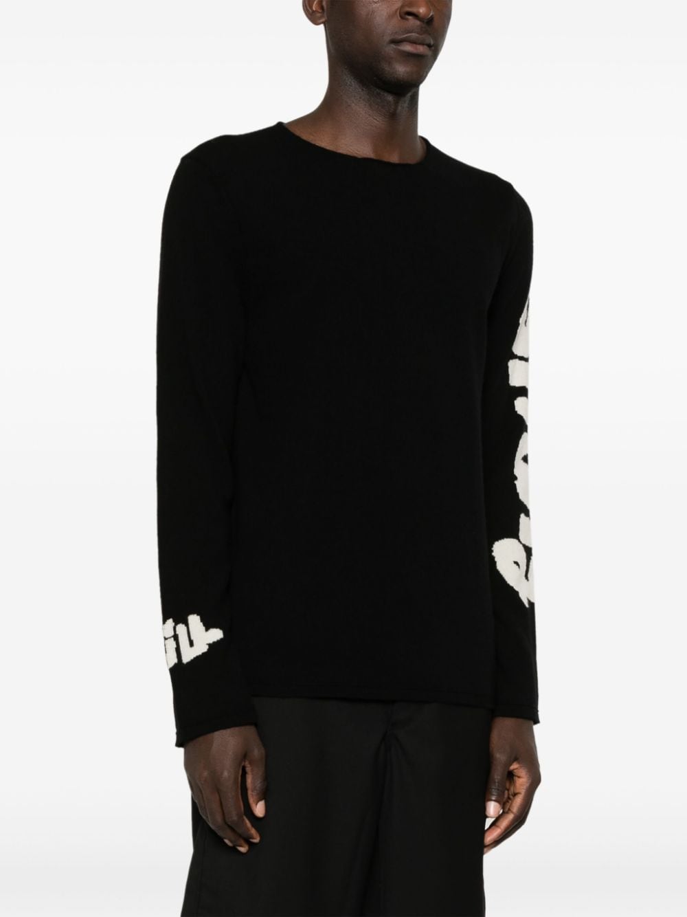 Shop Comme Des Garçons Shirt Intarsia-knit Sweater In Black