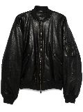 Balenciaga leather bomber jacket - Black