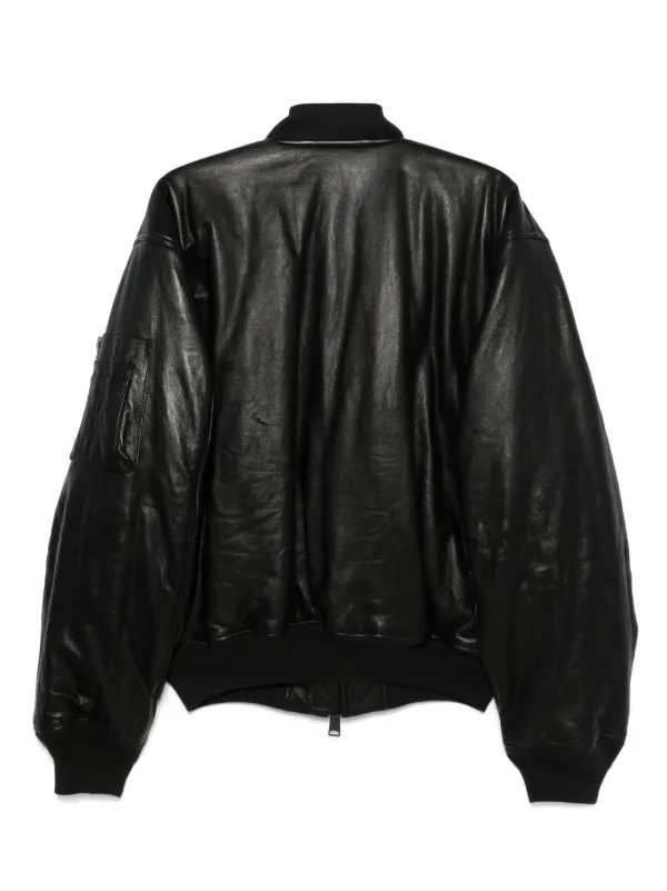 Balenciaga leather bomber jacket women Polylactic Acid PLA Silk Cupro Cotton Cotton Lambskin Calf Leather M Black