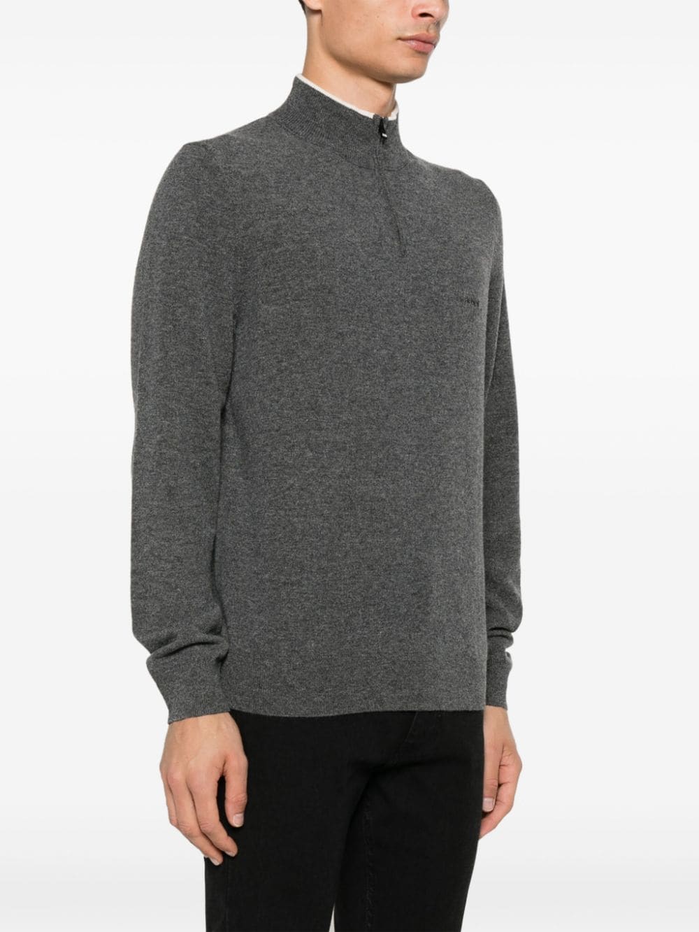 Shop Hugo Boss Virgin Wool Sweater In Grey