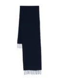 BOSS fringed wool scarf - Blue