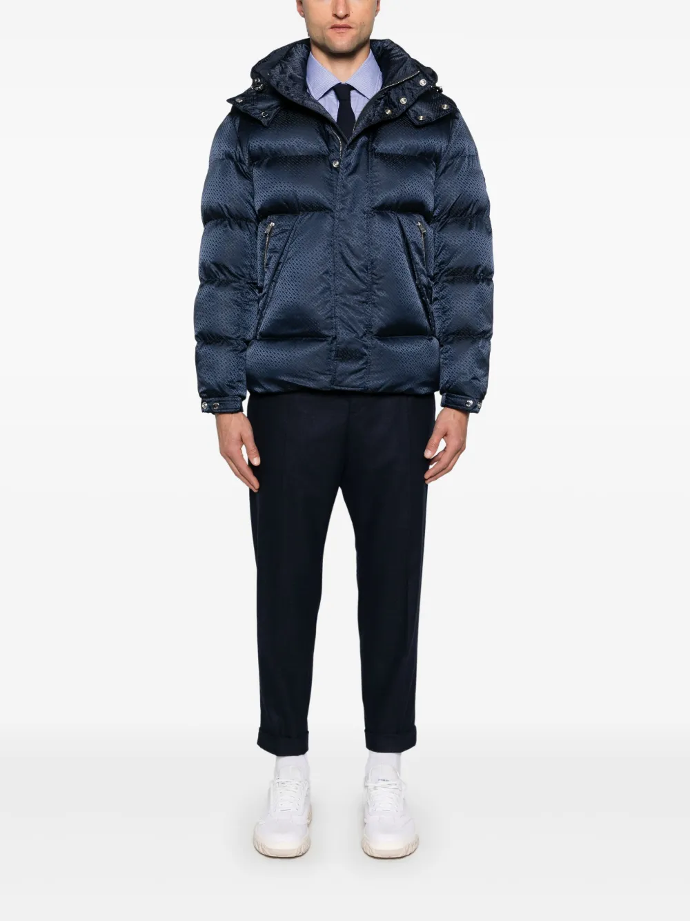 BOSS Overhemd met pied-de-poule print - Blauw