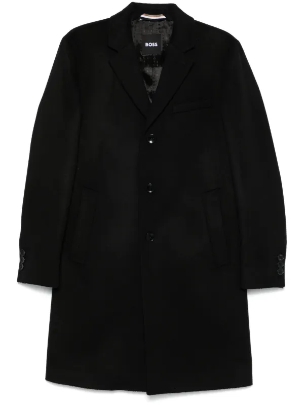 BOSSウールーコート BOSS フェルトコート | ブラック | FARFETCH JP