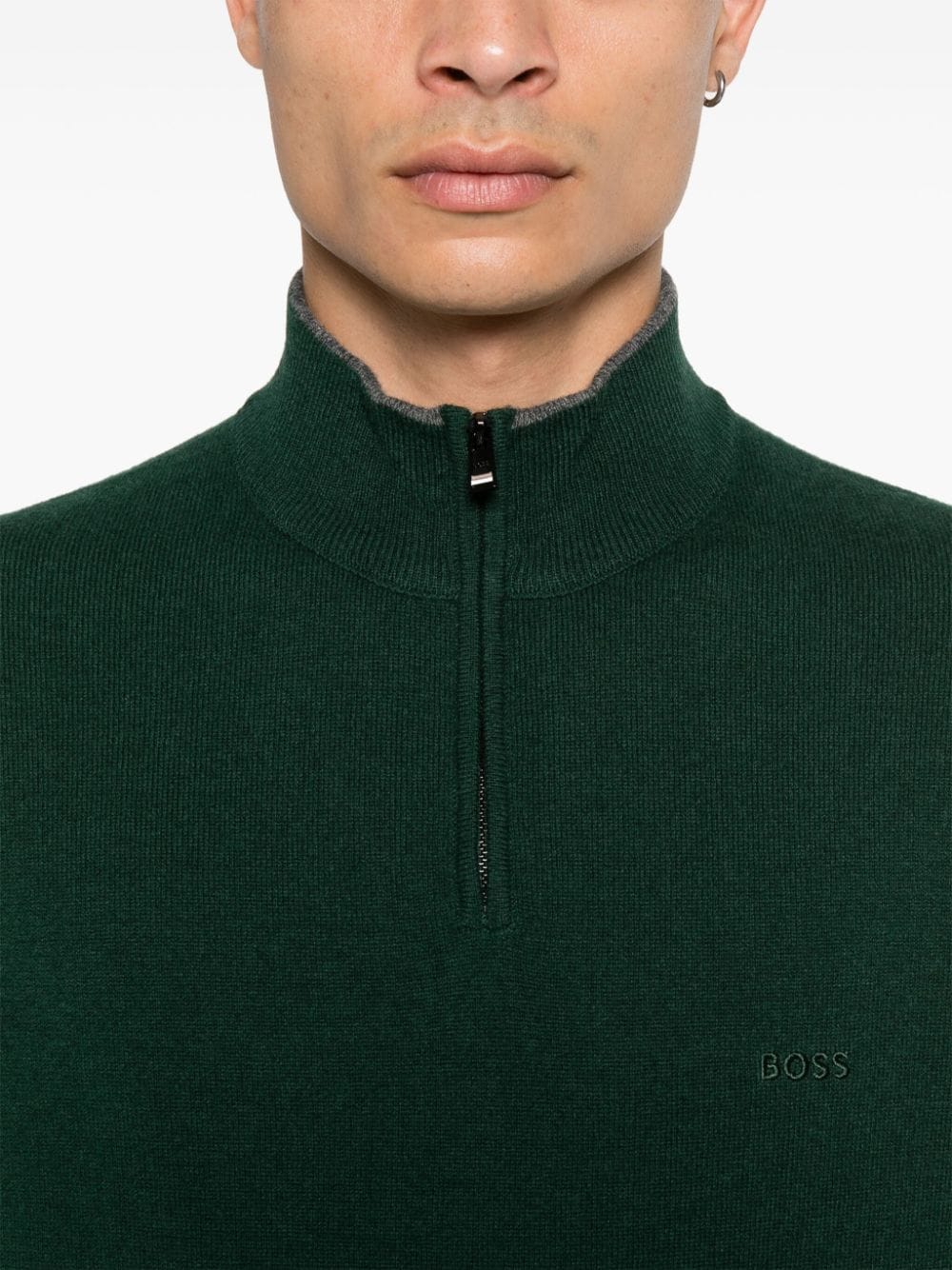 Shop Hugo Boss Virgin Wool Sweater In Green