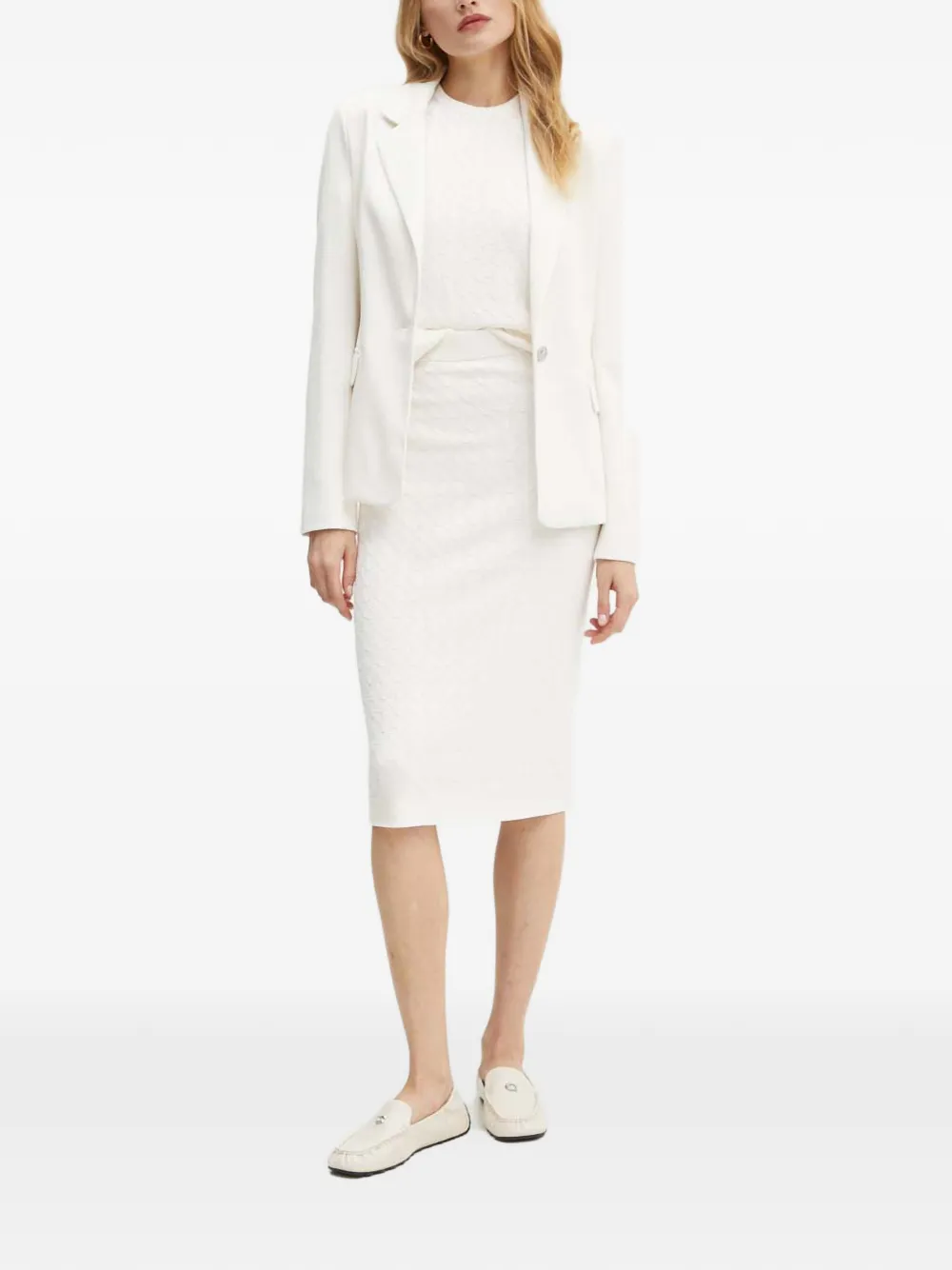 Armani Exchange textured knit midi fitted skirt - Wit